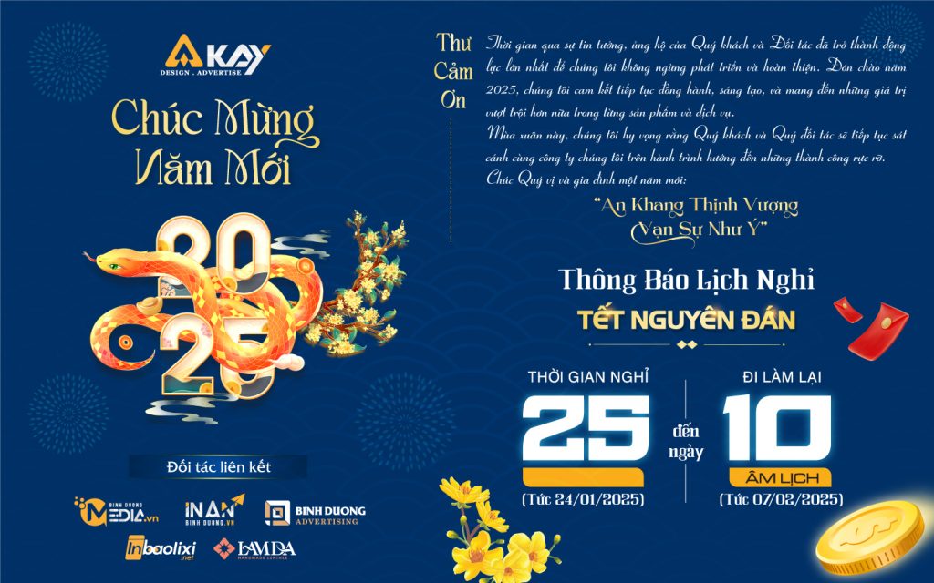 THÔNG BÁO LỊCH NGHỈ TẾT NGUYÊN ĐÁN 2025